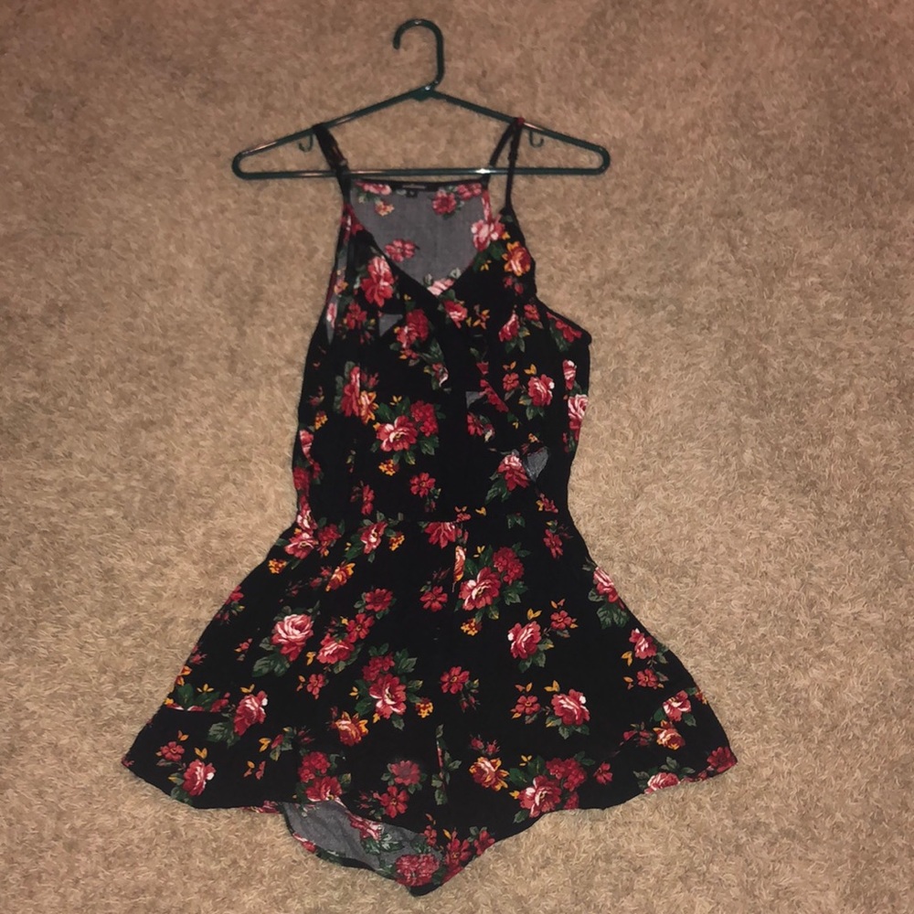 Black floral romper
